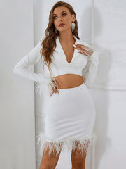 Casual Wrap Solid Color Patchwork V-Neck Two Pieces Set