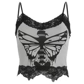 Fairy Grunge Butterfly Lace Top