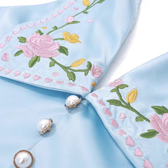 Floral Embroidered Satin Vest
