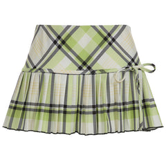 Preppy Plaid Mini Skirt in Green