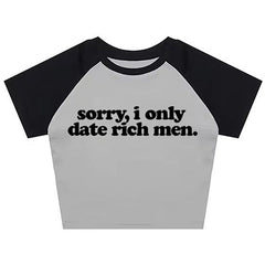 I Date Only Rich Men Y2K Crop Top