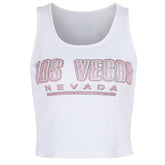 Las Vegas Rhinestone Ribbed Tank