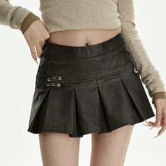 Leather Mini Skirt with Safety Pins