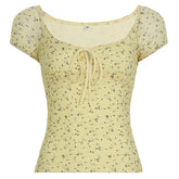 Lemon Sorbet Cottagecore Floral Top