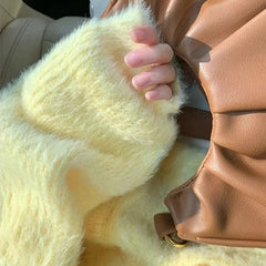 Pastel Yellow Fuzzy Cardigan