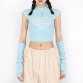 Pastel Soft Girl Tee with Arm Warmers