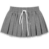 Preppy Drawstring Mini Skirt