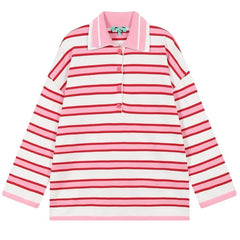 Raspberry Ice Cream Stripe Oversized Polo