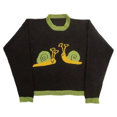Snail Embroidery Aesthetic Sweater