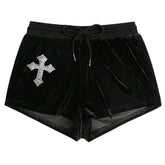 Y2K Cross Rhinestone Shorts