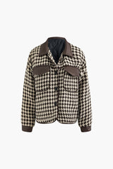 Contrast Trim Check Pattern Flap Pocket Jacket