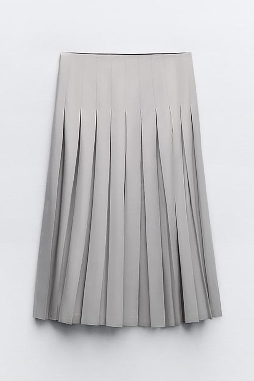 Solid Pleated Midi Skirt