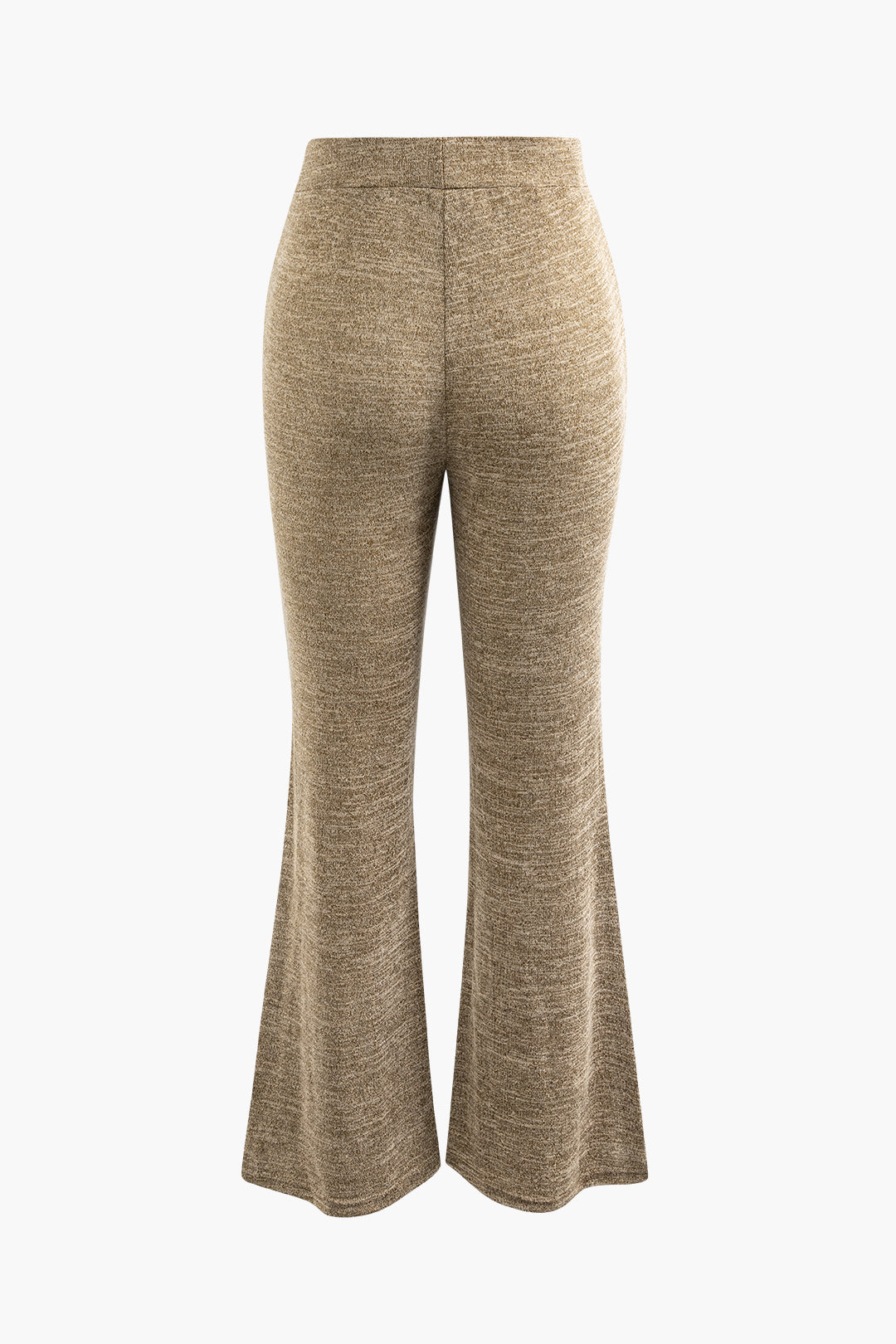 Set aus langärmligem Crop-Top aus Strick und Schlaghose mit Knoten vorne 