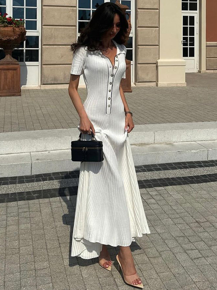 Knitted Rib Slim Maxi Dresses For Women High Waist Casual Loose Dress Women's Autumn Elegant Temperament Long Dress FemmeChristmas Gifts