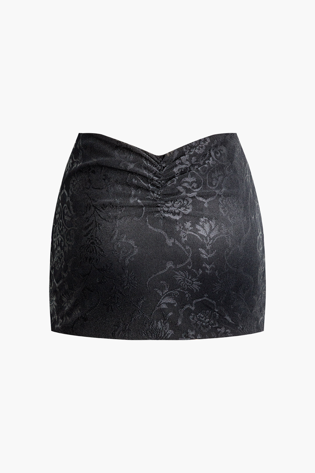 Set aus Jacquard-Korsett-Oberteil mit geflochtener Krawatte und V-Ausschnitt und gerüschtem Minirock 