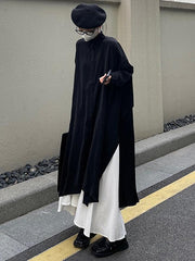 2024 neue Mode Elegante Coole Schwarz Big Split Lange Shirt &amp; Weiß Rock Sets 