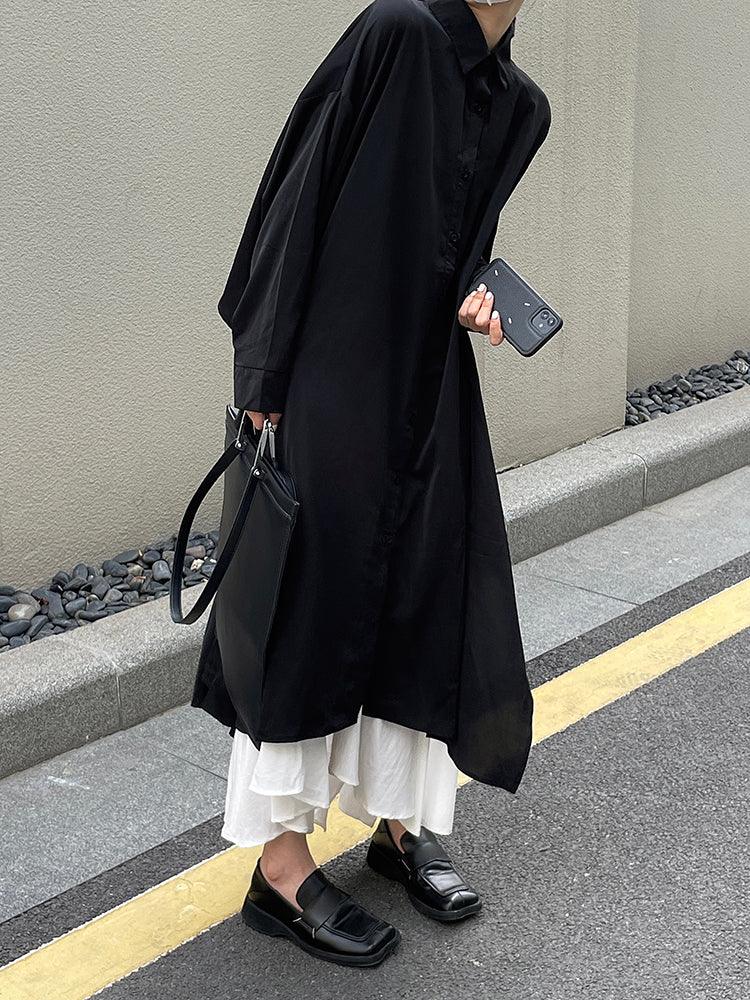 2024 neue Mode Elegante Coole Schwarz Big Split Lange Shirt &amp; Weiß Rock Sets 