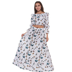 classy winter outfits Butterfly Print Two-Piece Bohemian Large Skirt Long Dress Casual Beach Dress