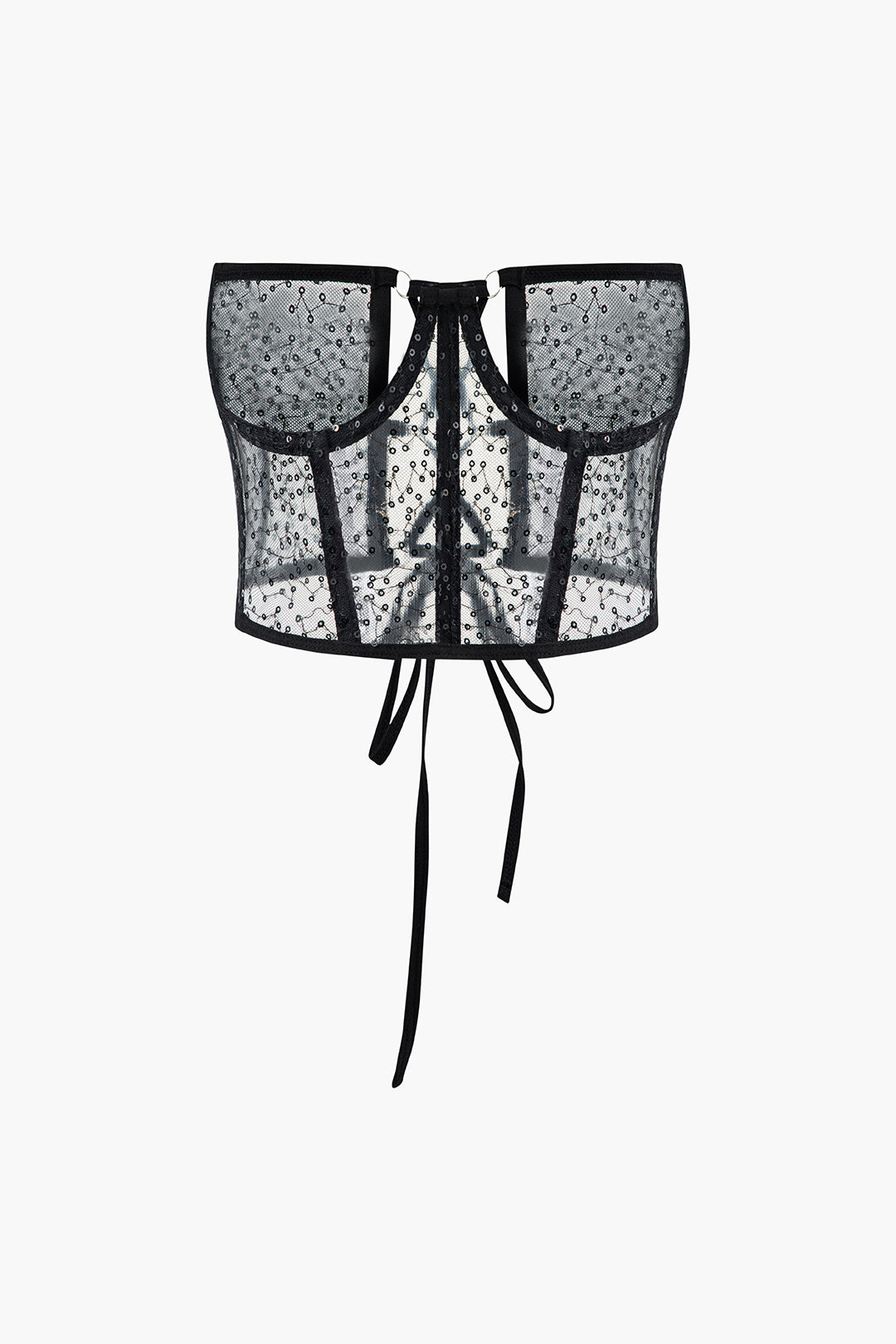 Sequin Tie Back Mesh Corset Belt