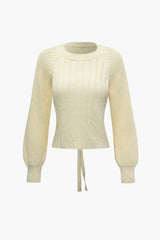 Knot Backless Long Sleeve Knit Top