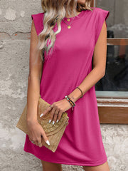 Solid Color Split-Joint A-Line Loose Round-Neck Mini Dresses