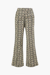 Snakeskin Print Flared Leg Pants