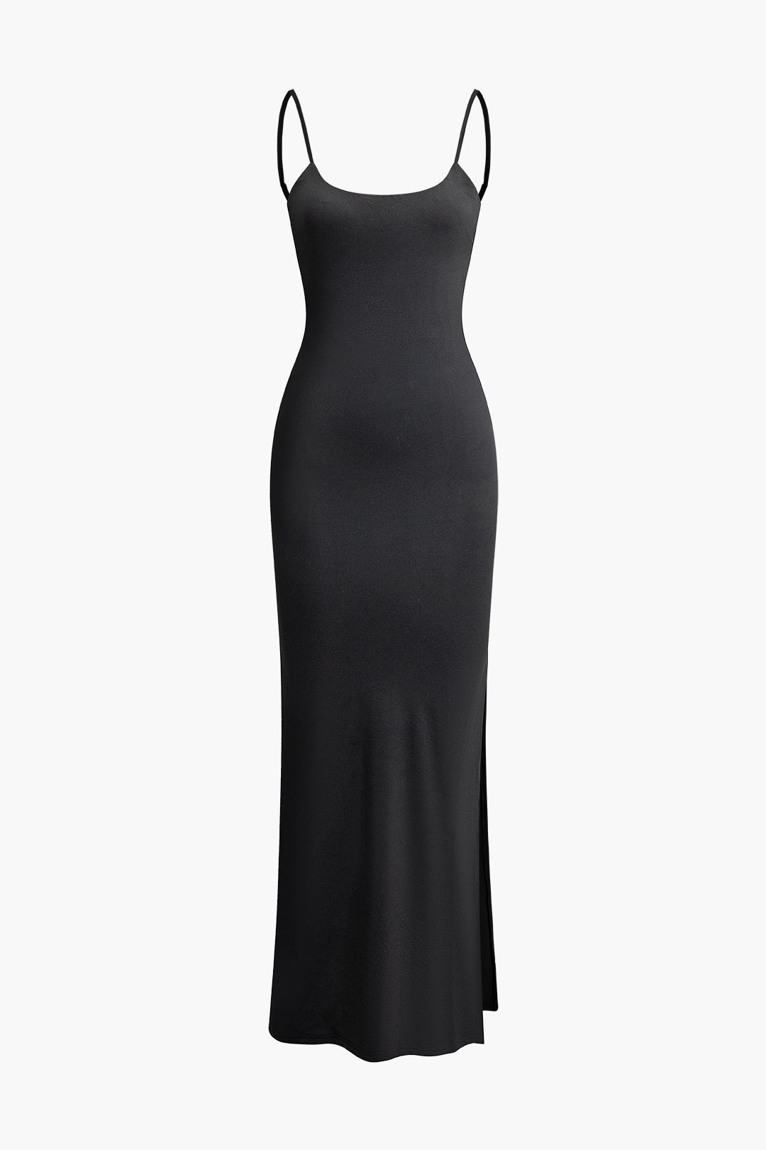 Einfarbiges, rückenfreies Maxikleid mit Schlitz 