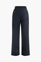 High Waist Cut Out Straight Leg Suit Pants