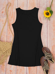 Solid Color A-Line Loose Round-Neck Mini Dresses