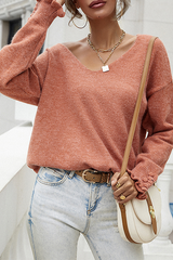 Casual Solid Buttons Stringy Selvedge V Neck Tops Sweater
