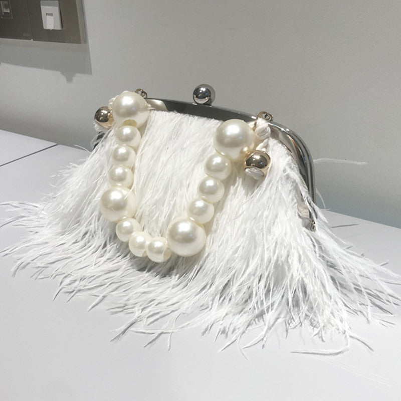 Daily Party Patchwork Feathers Pearl Bags(3 Colors)