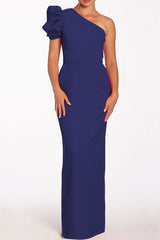 Casual Solid Backless Oblique Collar Long Dresses