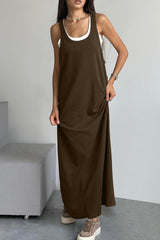 Casual Patchwork U Neck Sleeveless Two Pieces