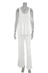 Casual Potholes U Neck Sleeveless Two Pieces