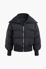 Sailor Collar Zipper Padded Jacket