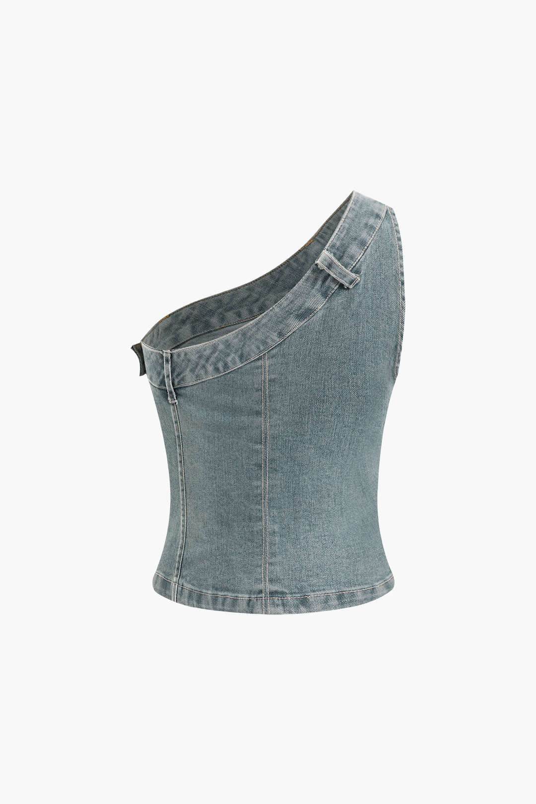 One Shoulder Denim Tank Top