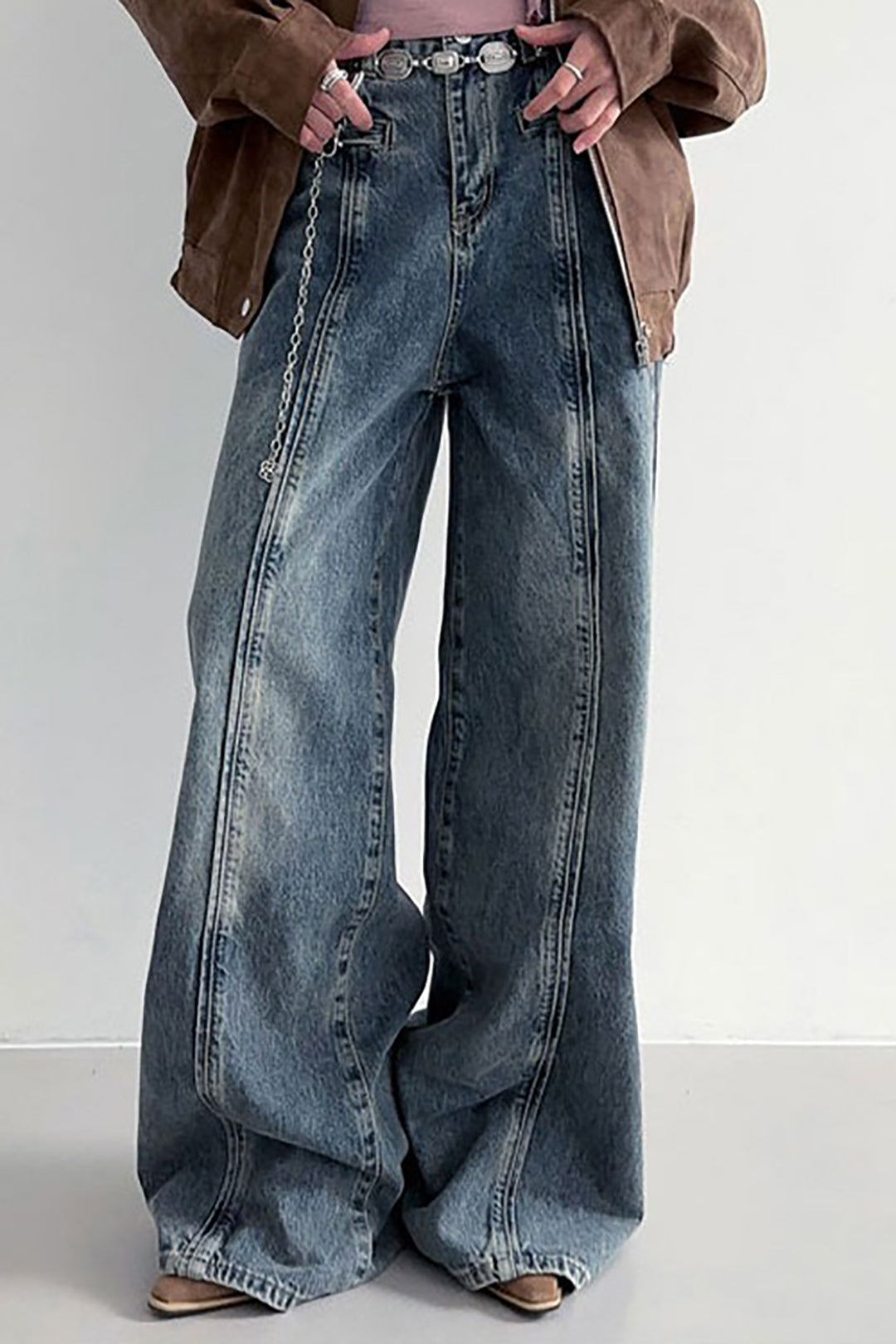 Faded Straight Leg Jeans