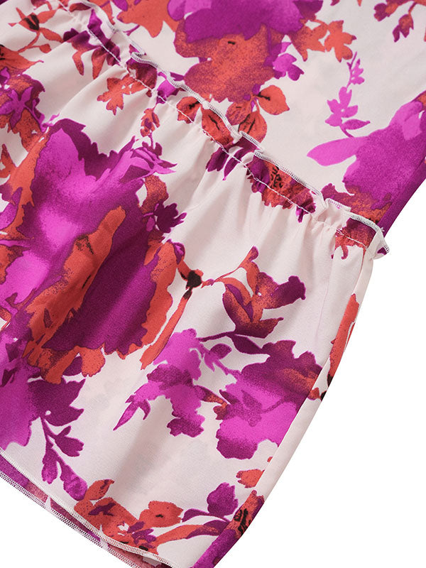 Bohemia A-Line Sleeveless Floral Printed U-Neck Maxi Dress