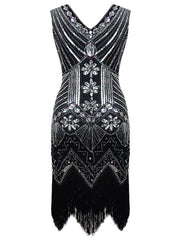 Evening H-Line Beads Sequined Tasseled Midi Dresses