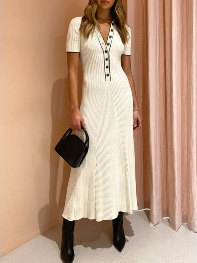 Knitted Rib Slim Maxi Dresses For Women High Waist Casual Loose Dress Women's Autumn Elegant Temperament Long Dress FemmeChristmas Gifts