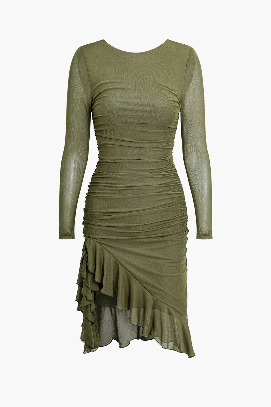Rückenfreies Midikleid mit Rüschensaum und Rüschen 