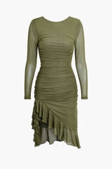 Rückenfreies Midikleid mit Rüschensaum und Rüschen 
