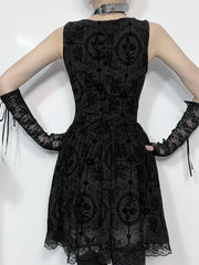 2025 Summer New Harajuku Retro Sexy Wrapped Hip Mini Dress Y2K Vintage Gothic Punk Dark Style Tie Up A-Line Dress