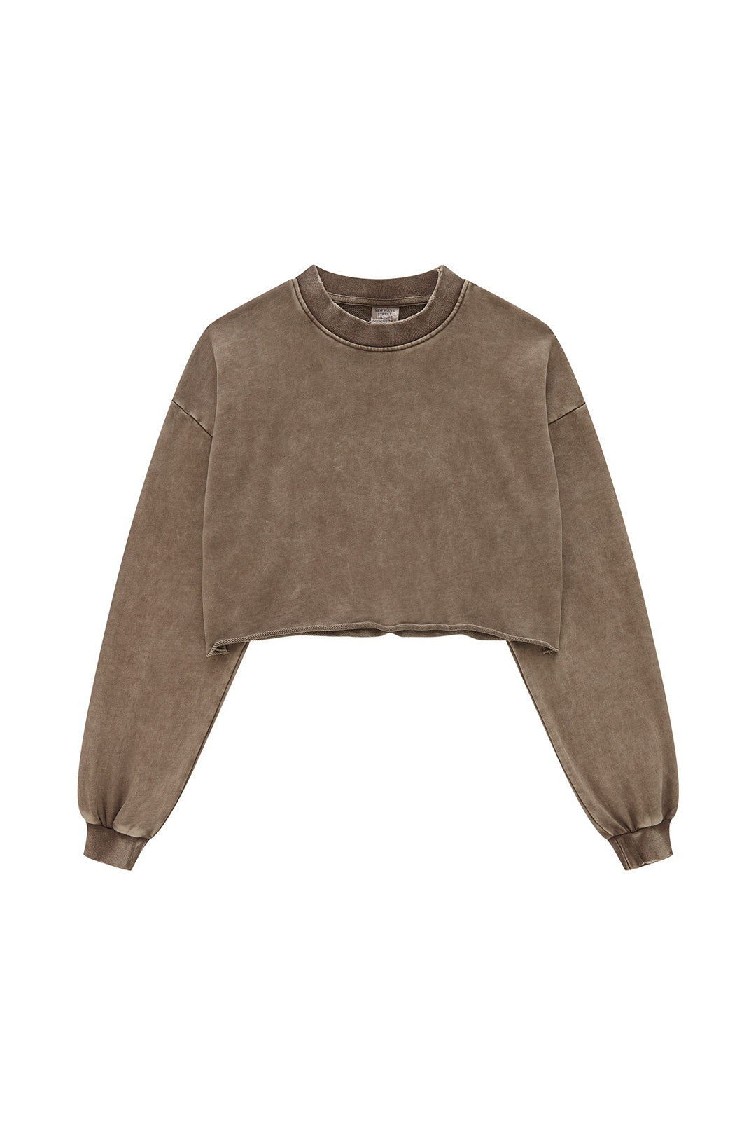 Round Neck Long Sleeve Crop Sweatshirt