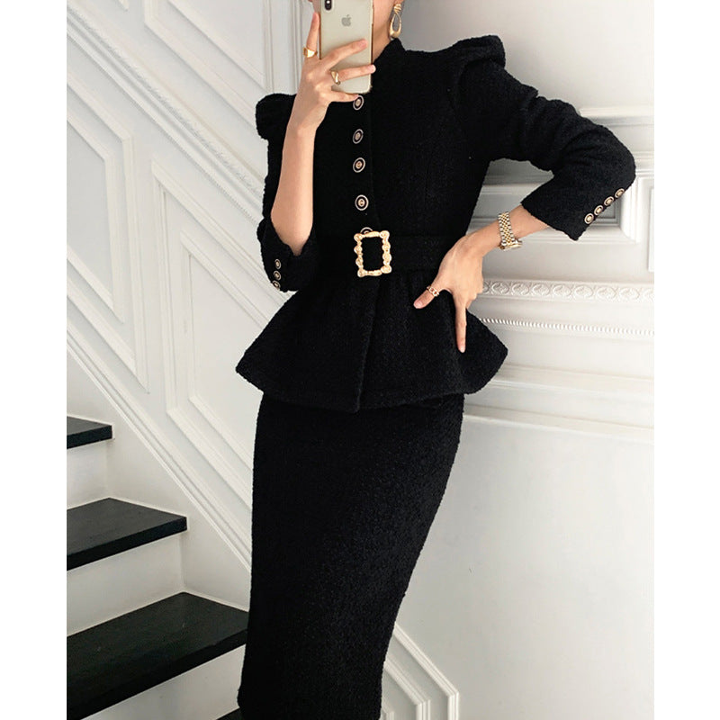 Entdecken Sie Stilideen 6924yd Stil Eleganter Rock Westernstil Prominenter Hongkong-Stil Retro-Chic Professioneller zweiteiliger Anzug für Damen Herbst und Winter