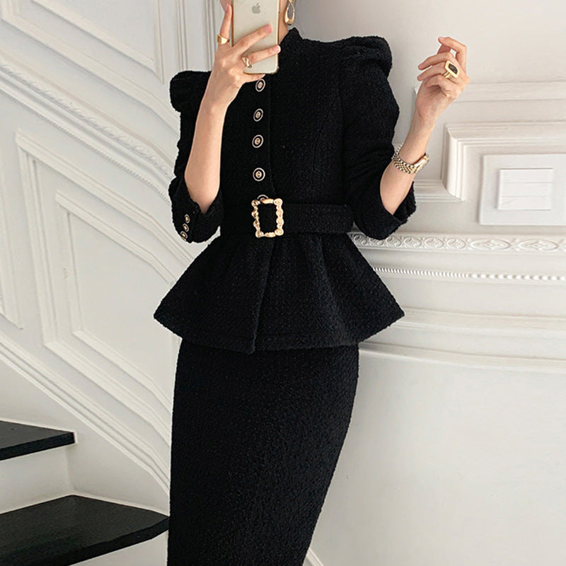Entdecken Sie Stilideen 6924yd Stil Eleganter Rock Westernstil Prominenter Hongkong-Stil Retro-Chic Professioneller zweiteiliger Anzug für Damen Herbst und Winter