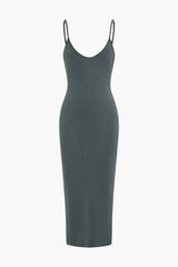 Solid Backless Slip Cami Midi Dress