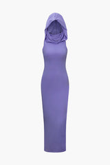Ärmelloses Maxikleid mit Kapuze und Schlitz auf der Rückseite 