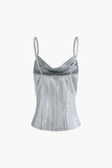 Sequin Fringe Cowl Neck Cami Top And Mini Skirt Set