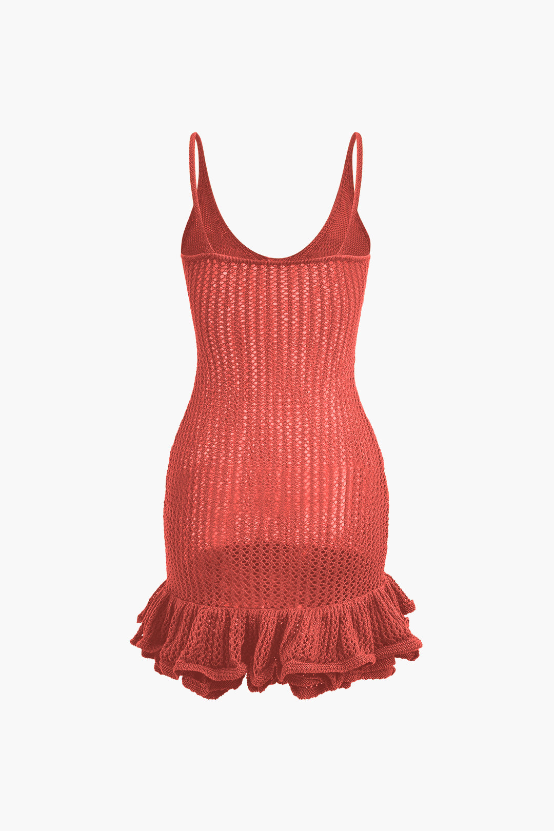 Open Knit Ruffle Hem Cami Mini Dress